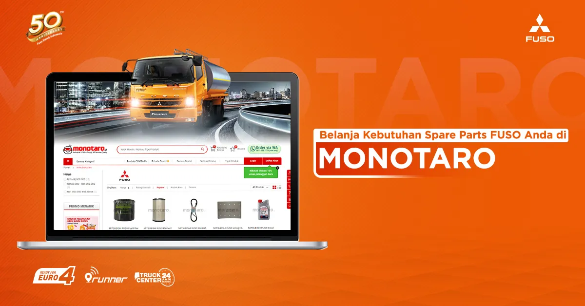 Monotaro Penuhi Kebutuhan Spare Part Original Fuso Anda